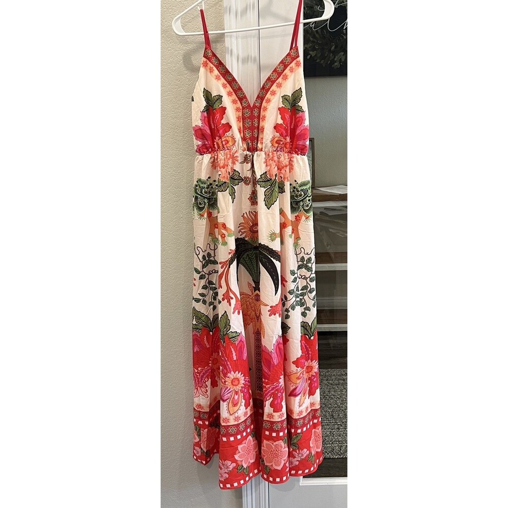Women’s XS Farm Rio Inspired Tropical Floral Maxi Dress Boho Resort Vacation